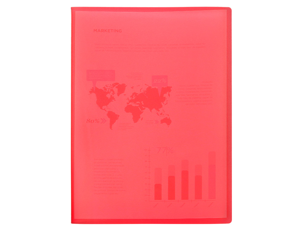CAPA CATALOGO LIDERPAPEL 80 BOLSAS POLIPROPILENO DIN A4 VERMELHO TRANSLUCIDO