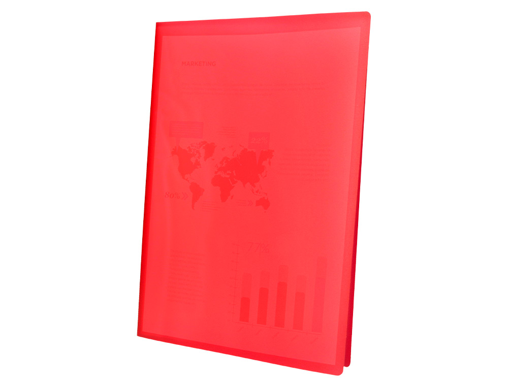 CAPA CATALOGO LIDERPAPEL 80 BOLSAS POLIPROPILENO DIN A4 VERMELHO TRANSLUCIDO