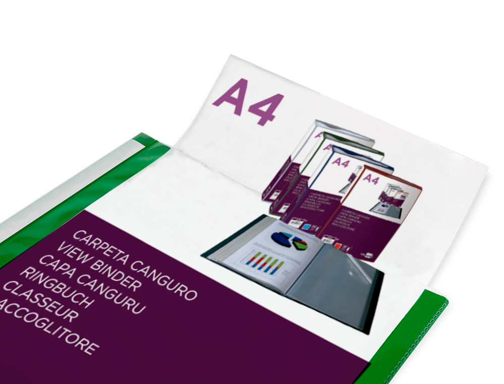 PASTA CANGURU LIDERPAPEL 10 BOLSAS POLIPROPILENO DIN A4 VERDE TRANSLUCIDO CAPA E LOMBADA PERSONALIZAVEL