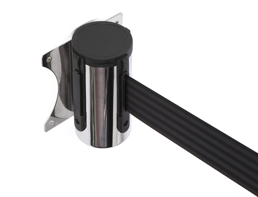 FITA EXTENSIVEL DE PAREDE SEPARADORA RETRATIL DE 3 MT CLIPS EM AMBOS LADOS E CLIP DERECEÇÃO COR PRETO