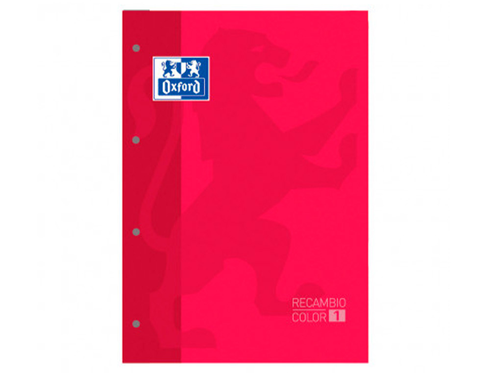 RECARGA COR 1 OXFORD DIN A4+ 80 FOLHAS 90 GR QUADRICULA 5 MM 4 FUROS COR VERMELHO