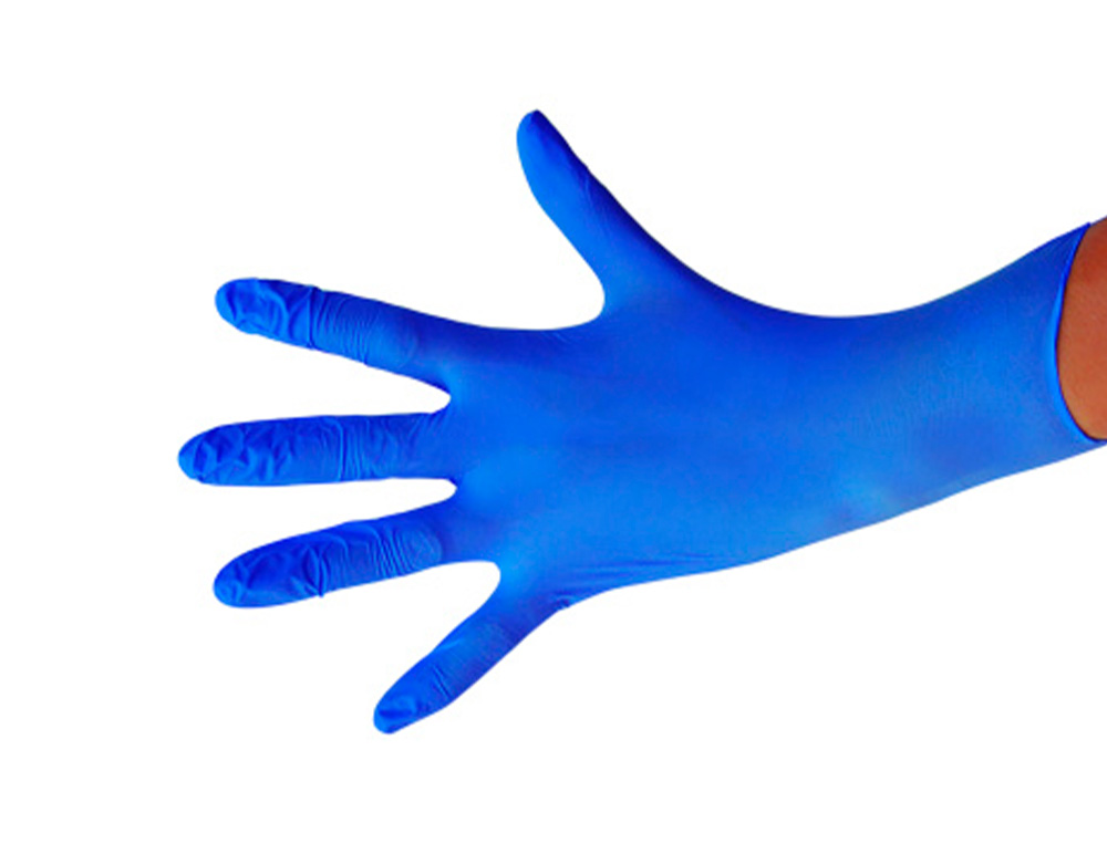 LUVA DE NITRILO DESCARTAVEL SENSIVEL SEM PO TAMANHO L GRANDE COR AZUL CAIXA DE 100 UNIDADES