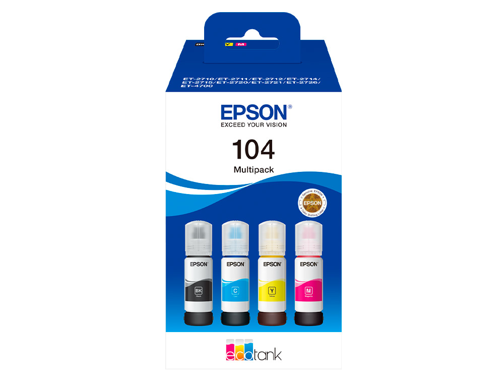 TINTEIRO EPSON /104 4 CLR MULTIPACK (BK / C / M / Y)/ECOTANK ET-2710 / ET-2711 / ET-2712 / ET-2714 / ET-2715
