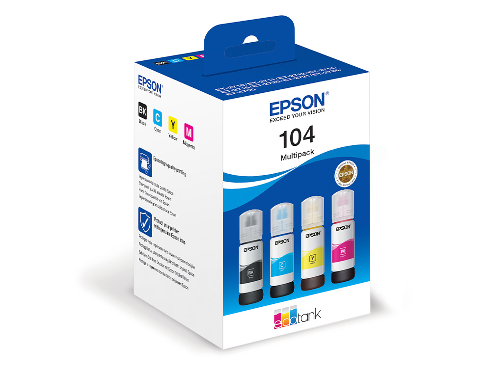TINTEIRO EPSON /104 4 CLR MULTIPACK (BK / C / M / Y)/ECOTANK ET-2710 / ET-2711 / ET-2712 / ET-2714 / ET-2715