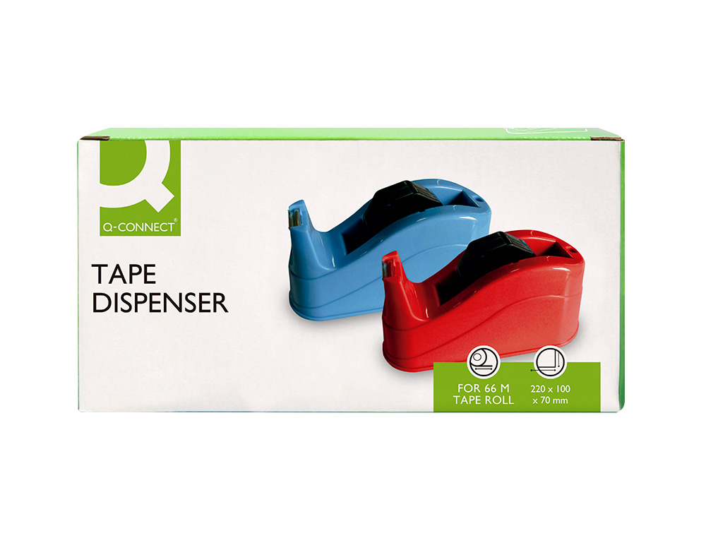 DESENROLADOR DE SECRETARIA Q-CONNECT PLASTICO PARA FITAS DE 66 MT COR AZUL 220X100X70 MM