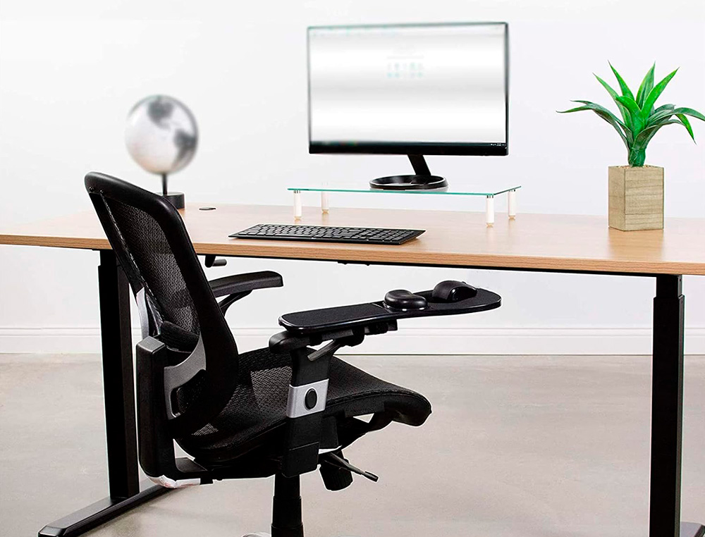 APOIO DE BRACOS ERGONOMICO Q-CONNECT COM TAPETE DE RATO E APOIO DE PULSOS PRETO 220X140X480 MM