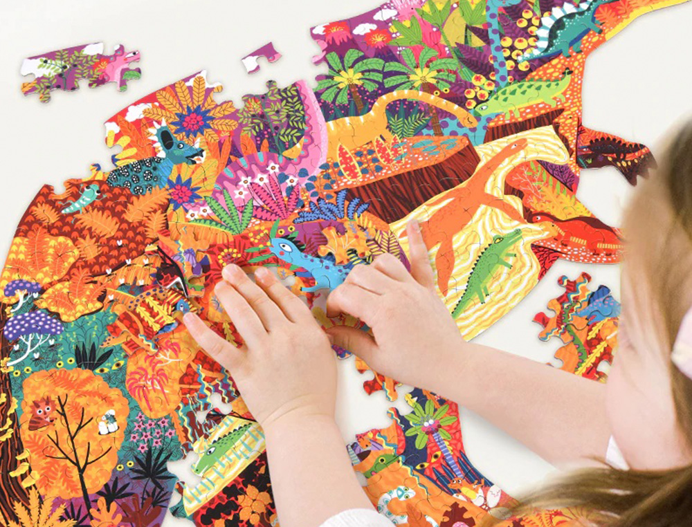 PUZZLE MIDEER MUNDO DE DINOSSAUROS COM FORMA ANIMAL GRANDE 280 PECAS