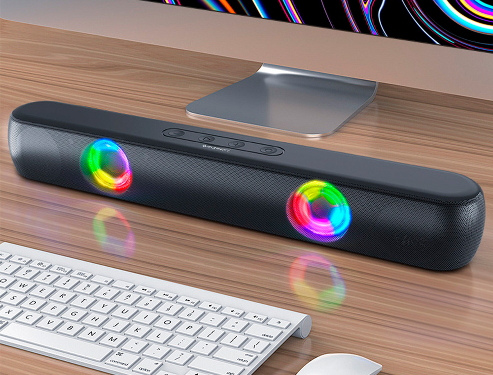 BARRA DE SOM BLUETOOTH Q-CONNECT COM ILUMINAÇÃO LED E CONTROLO DE VOLUME COR PRETA
