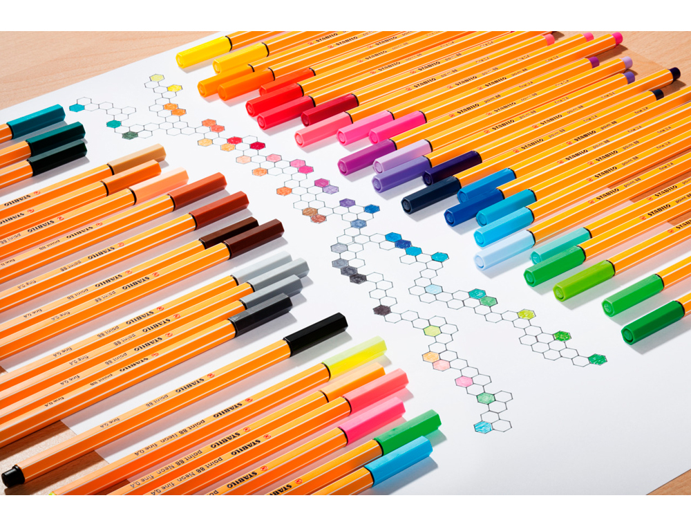MARCADOR STABILO PONTA DE FIBRA POINT 88 ESTOJO DE 15 UNIDADES CORES SORTIDAS + 5 CORES NEON