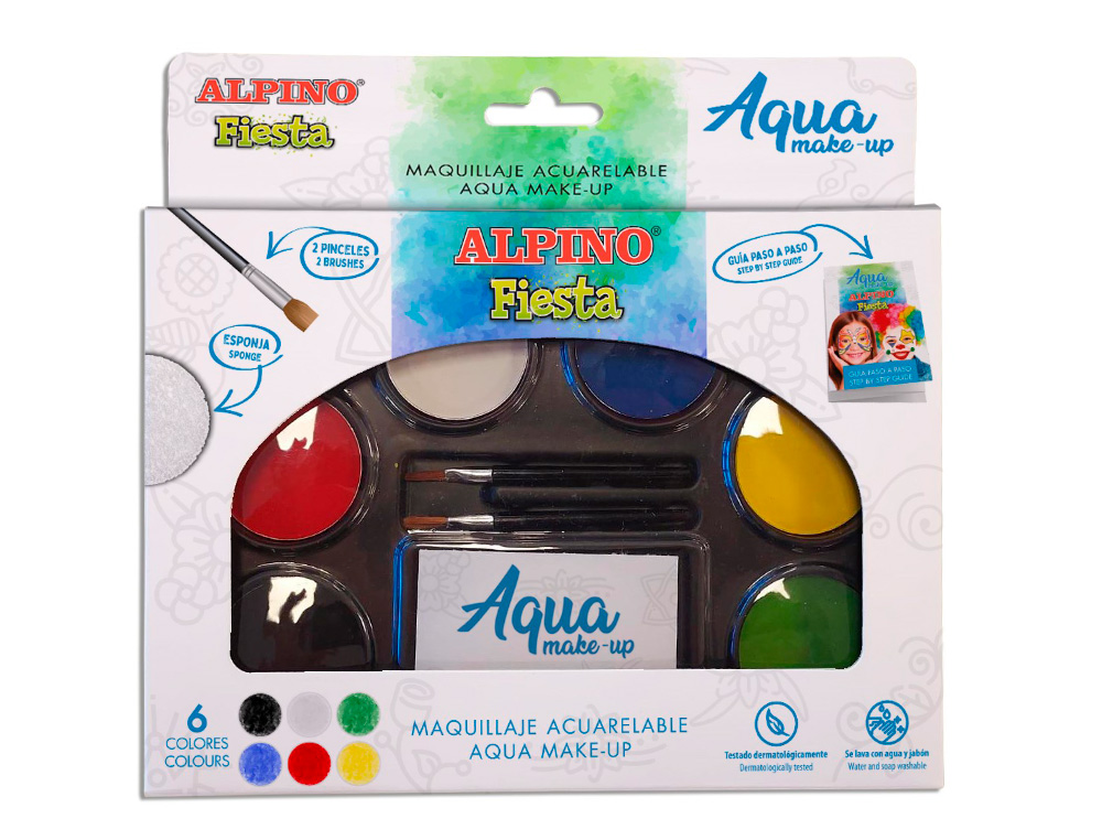 PALETA MAQUILHAGEM ALPINO AGUARELAVEL PRO 6 CORES SORTIDAS