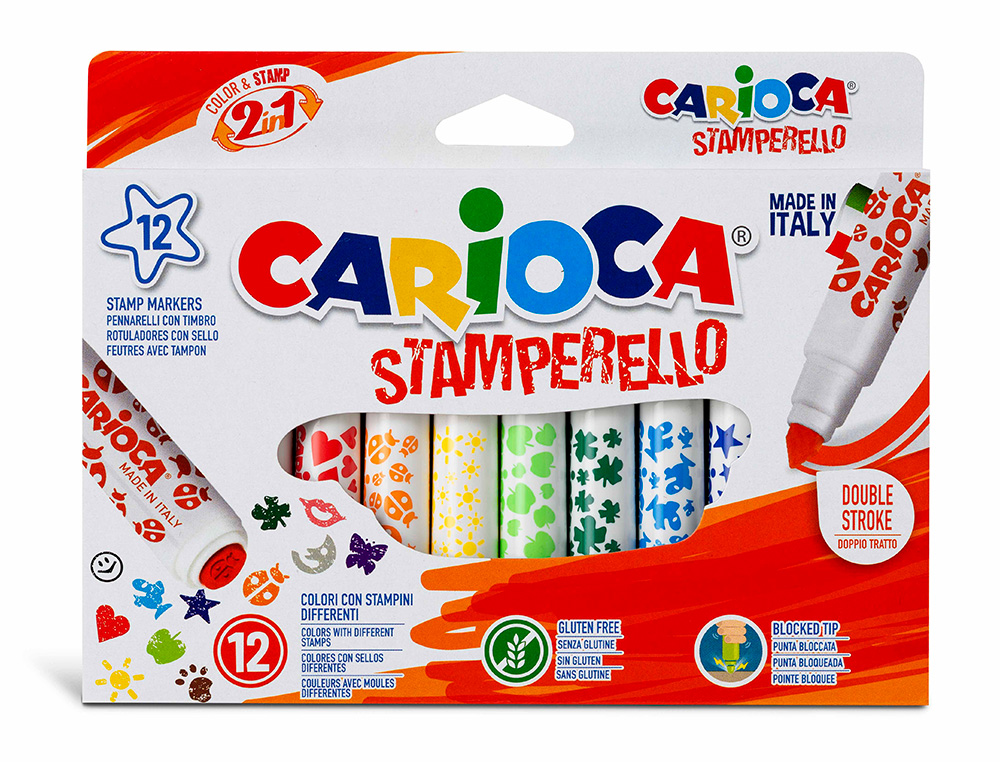 MARCADOR CARIOCA STAMPERELLO CAIXA 12 UNIDADES CORES SORTIDAS
