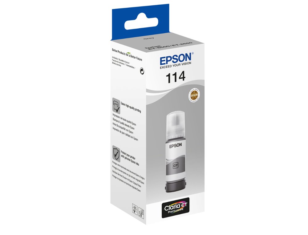 TINTA EPSON T114 ECO TANK ET-8500 / 8550 CINZA GARRAFA 70 ML