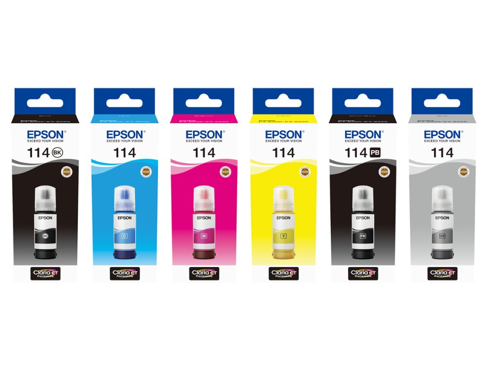 TINTA EPSON T114 ECO TANK ET-8500 / 8550 CINZA GARRAFA 70 ML
