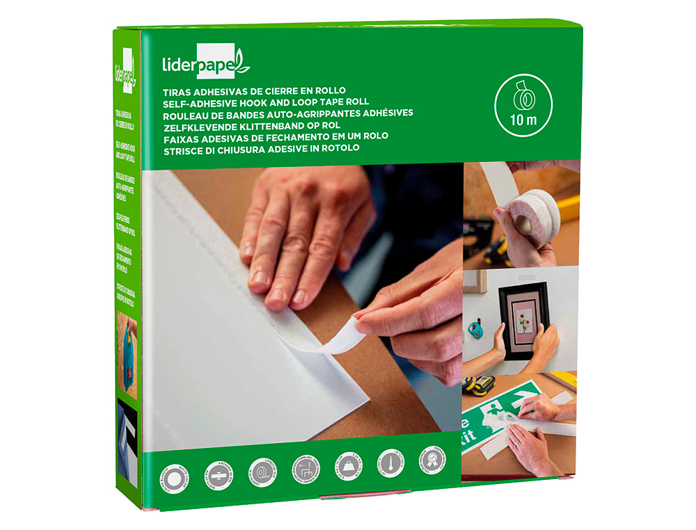 FITA DE FECHO ADESIVA LIDERPAPEL VELCRO BRANCO 20MM X 10M