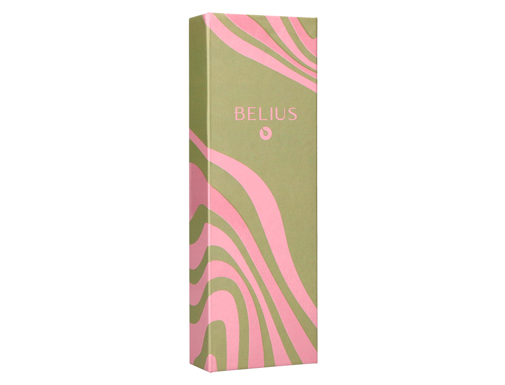 ESFEROGRAFICA BELIUS INK DREAMS ALUMINIO DESENHO VERDE MATCHA E ROSA PRATEADO FRASE INTERIOR CAIXA DESIGN TINTA AZUL