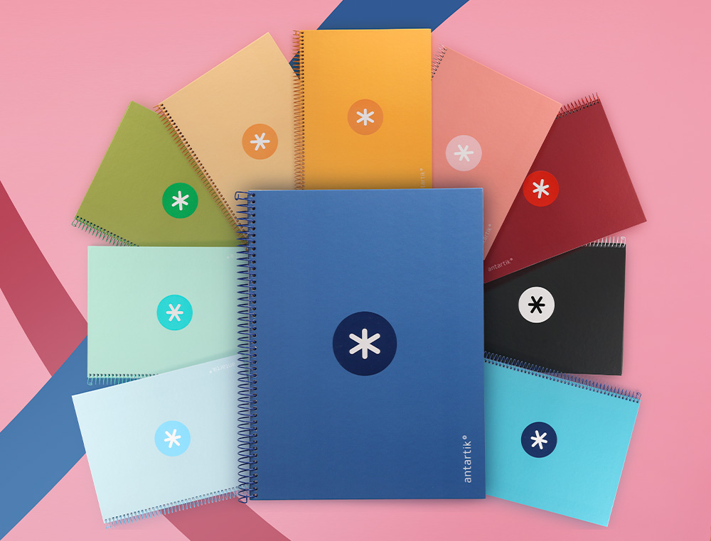 CADERNO ESPIRAL LIDERPAPEL A4 MICRO ANTARTIK CAPA FORRADA 80 F 90 GR QUADRICULA 5MM 1 BANDA 4 FUROS EXPOSITOR