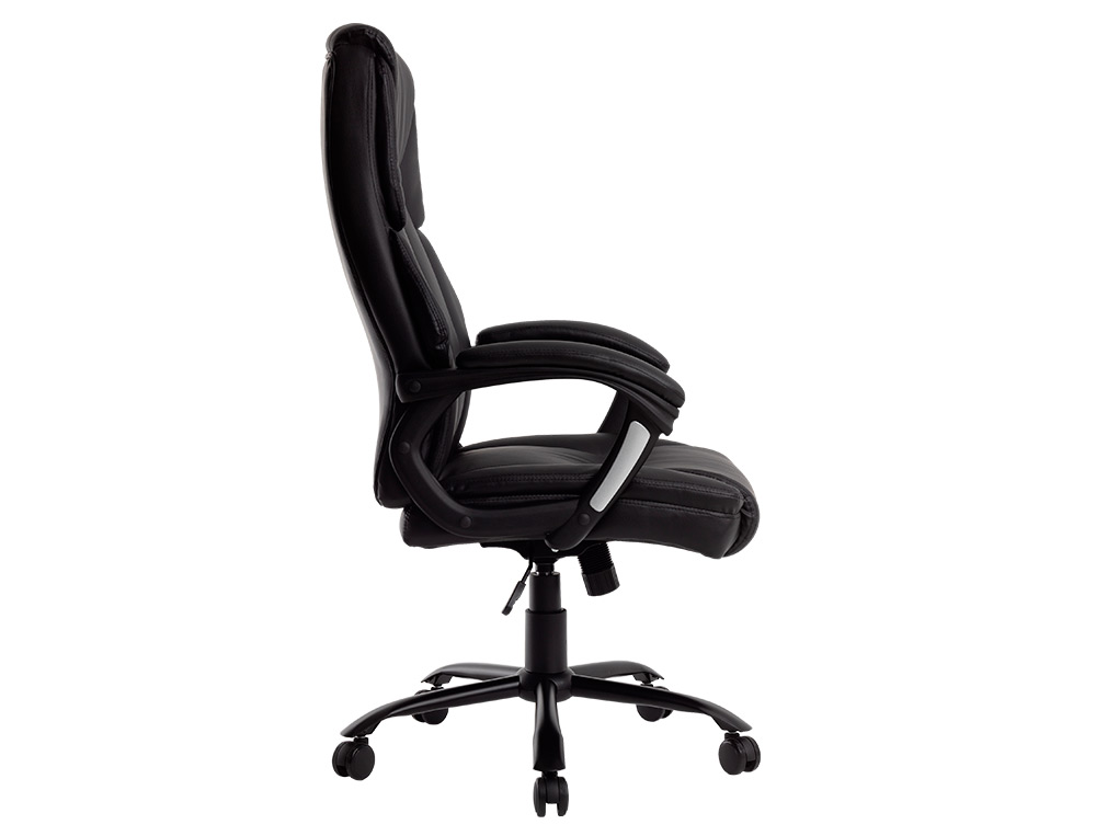 CADEIRA DE DIRECAO Q-CONNECT BOLZANO IMIT PELE BASE METALICA ALT MAX 1260 LARG 650 PROF 730 MM RODAS PREMIUM COR PRETO
