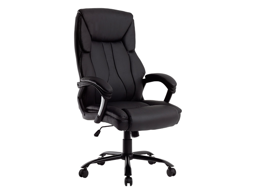 CADEIRA DE DIRECAO Q-CONNECT BOLZANO IMIT PELE BASE METALICA ALT MAX 1260 LARG 650 PROF 730 MM RODAS PREMIUM COR PRETO