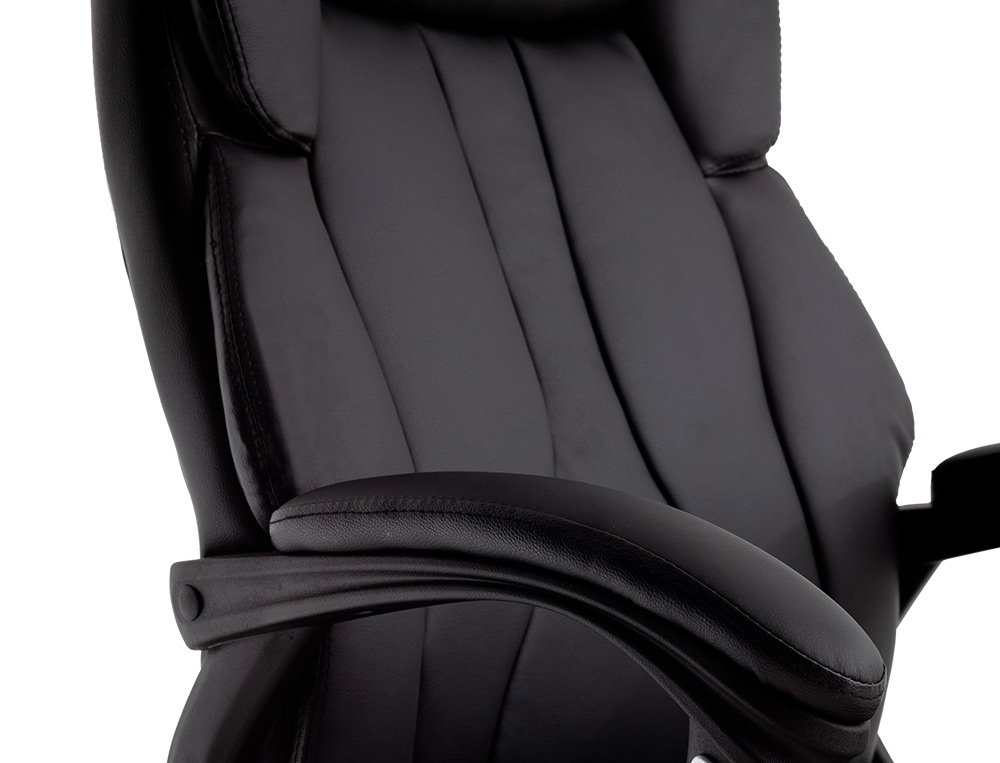 CADEIRA DE DIRECAO Q-CONNECT BOLZANO IMIT PELE BASE METALICA ALT MAX 1260 LARG 650 PROF 730 MM RODAS PREMIUM COR PRETO