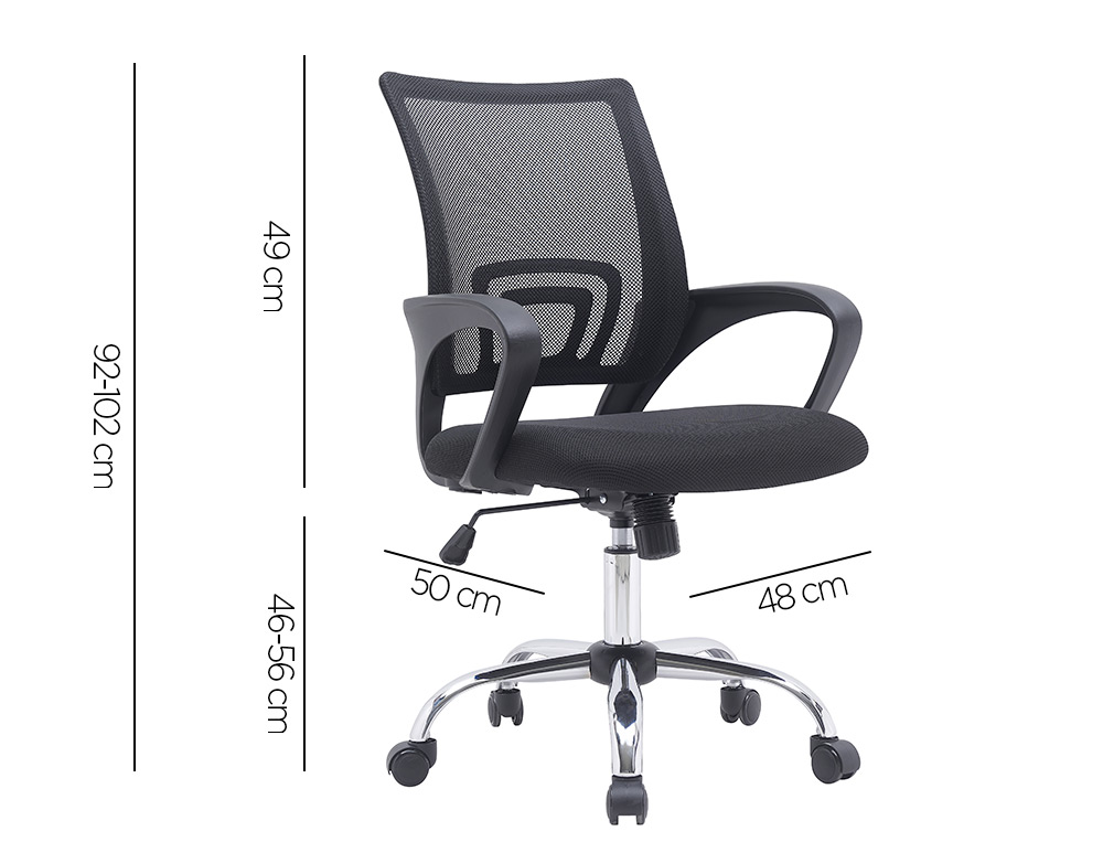 CADEIRA DE ESCRITORIO Q-CONNECT SIENA MALHA BASE METALICA ALT MAX 1000 MM LARG 560 MM PROF 570 MM RODAS PREMIUM COR PRET
