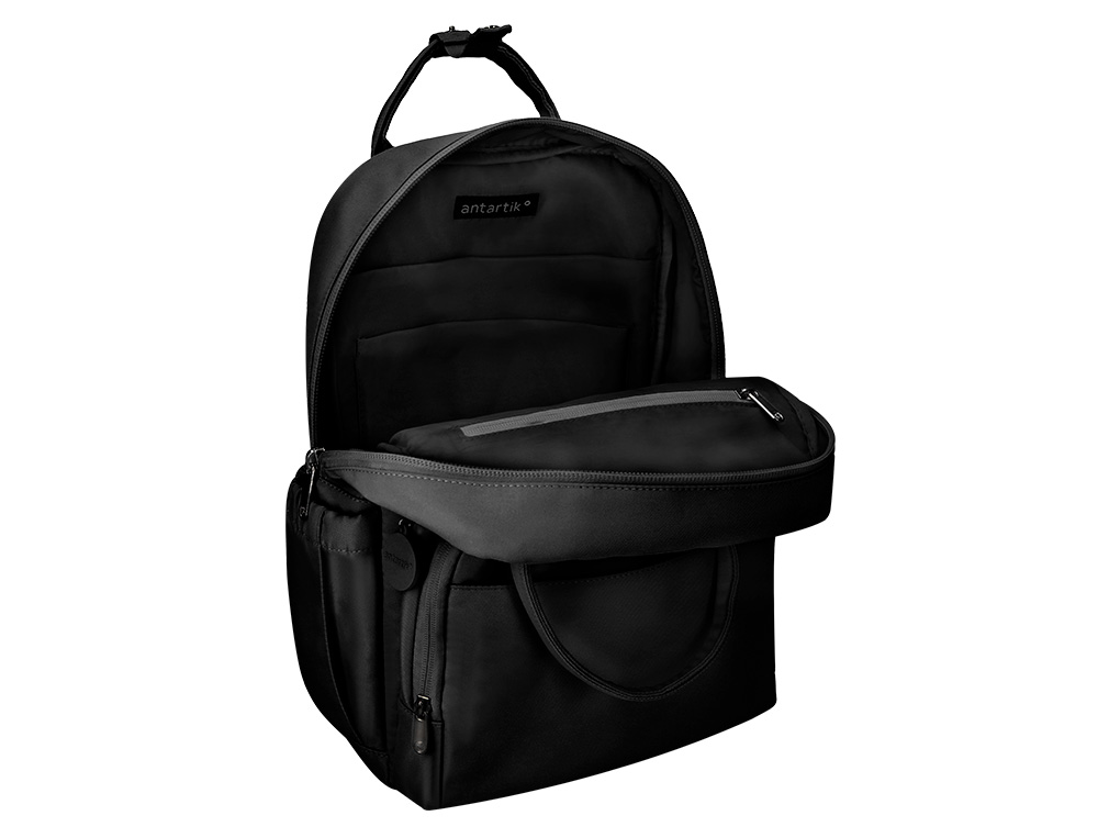 MOCHILA ANTARTIK DESIGN CASUAL COM ASA MULTIBOLSO COR PRETO 410X120X290 MM