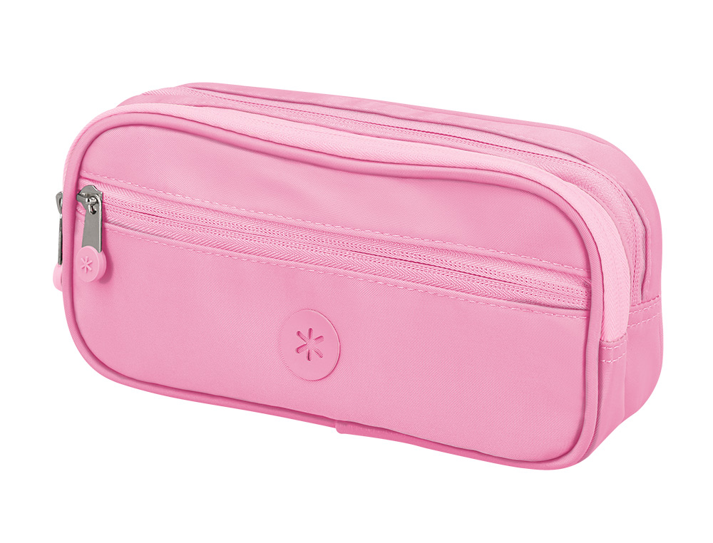ESTOJO ESCOLAR ANTARTIK 3 COMPARTIMENTOS COMPLEMENTO DA MOCHILA COR ROSA 100X60X220 MM