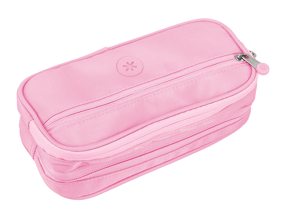 ESTOJO ESCOLAR ANTARTIK 3 COMPARTIMENTOS COMPLEMENTO DA MOCHILA COR ROSA 100X60X220 MM