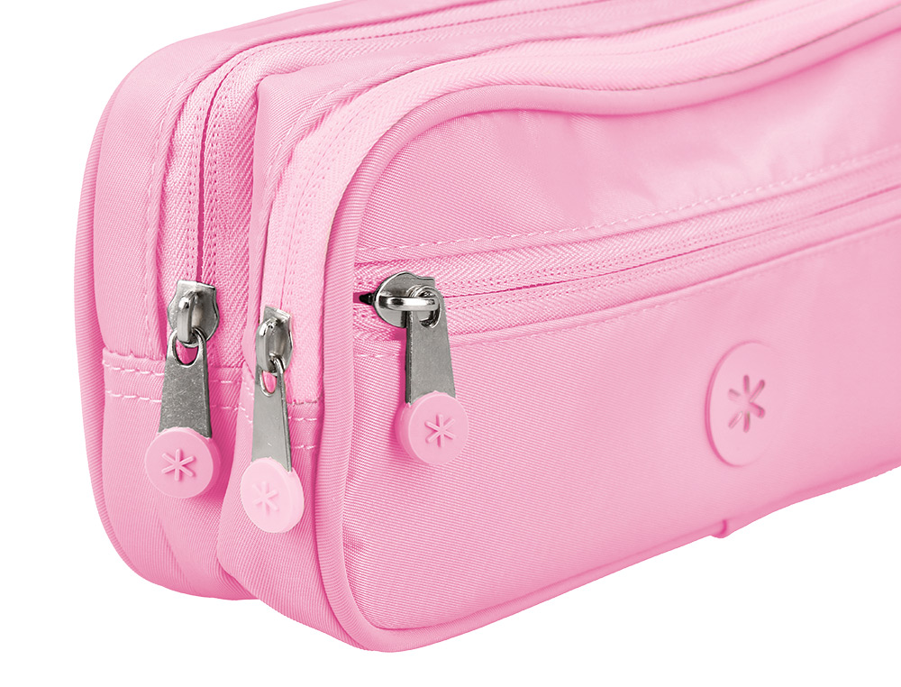 ESTOJO ESCOLAR ANTARTIK 3 COMPARTIMENTOS COMPLEMENTO DA MOCHILA COR ROSA 100X60X220 MM