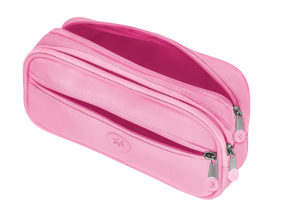 ESTOJO ESCOLAR ANTARTIK 3 COMPARTIMENTOS COMPLEMENTO DA MOCHILA COR ROSA 100X60X220 MM