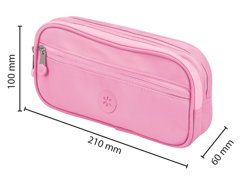 ESTOJO ESCOLAR ANTARTIK 3 COMPARTIMENTOS COMPLEMENTO DA MOCHILA COR ROSA 100X60X220 MM