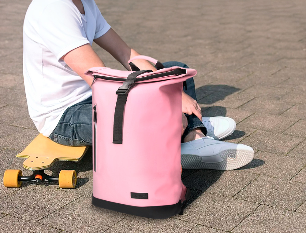 MOCHILA ANTARTIK WATERPROOF ENROLAVEL DESIGN CASUAL COR ROSA 480X130X280 MM