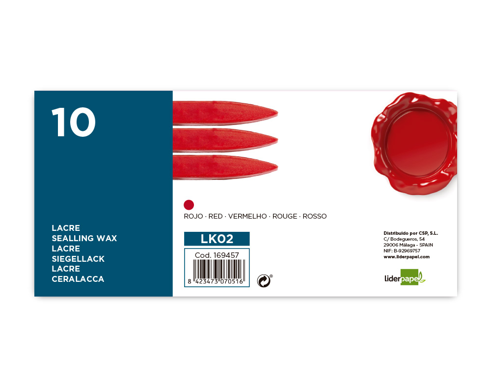 LACRE LIDERPAPEL VERMELHO CAIXA DE 10 BARRAS