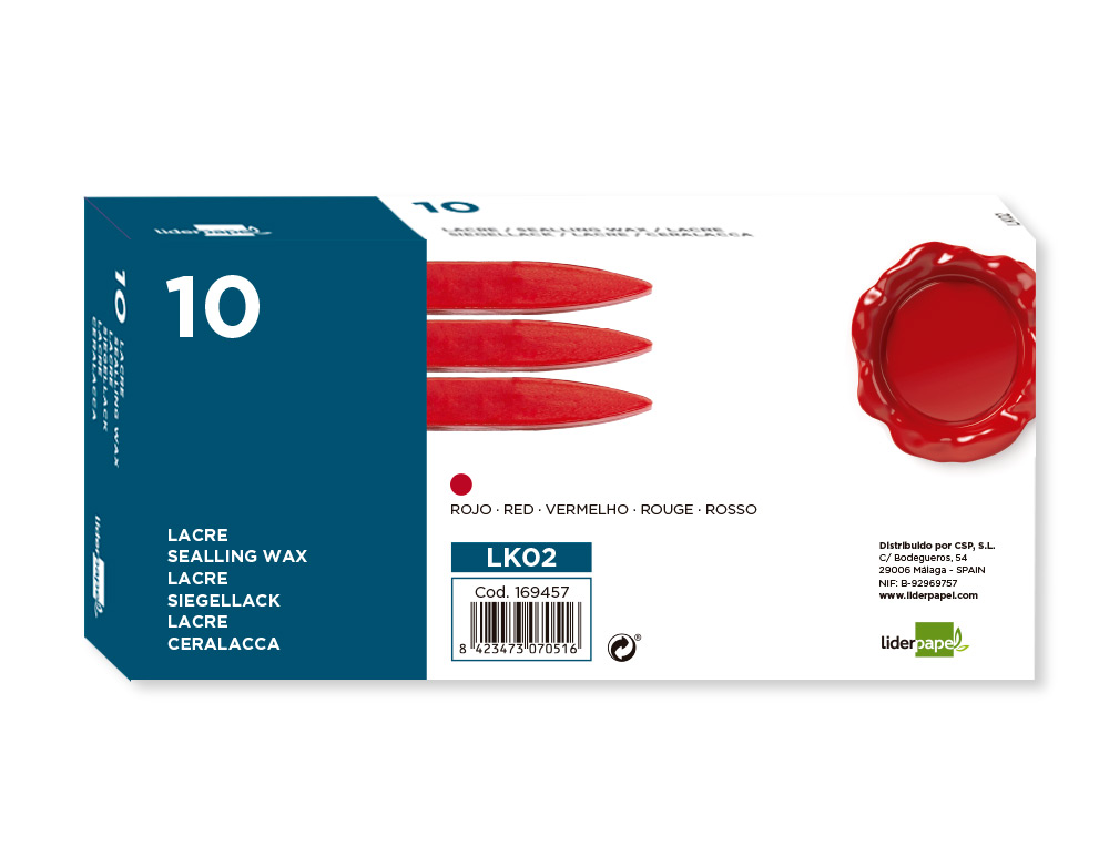 LACRE LIDERPAPEL VERMELHO CAIXA DE 10 BARRAS