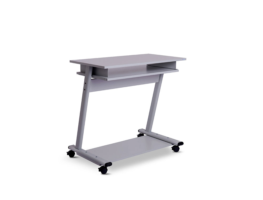 MESA COMPUTADOR ROCADA RD-9100 SISTEMA BLOQUEIO COM RODAS ESTRUTURA METALICA COM BANDEJA TECLADO REMOVIVEL