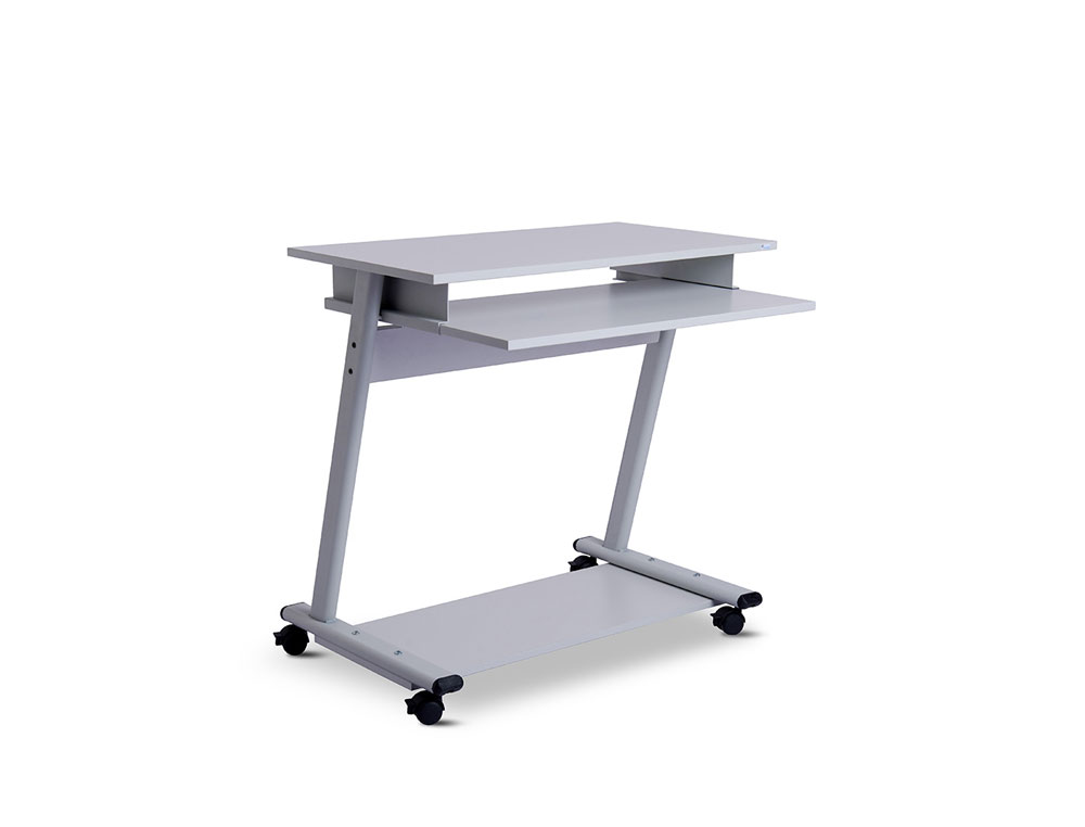 MESA COMPUTADOR ROCADA RD-9100 SISTEMA BLOQUEIO COM RODAS ESTRUTURA METALICA COM BANDEJA TECLADO REMOVIVEL