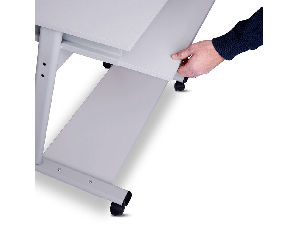MESA COMPUTADOR ROCADA RD-9100 SISTEMA BLOQUEIO COM RODAS ESTRUTURA METALICA COM BANDEJA TECLADO REMOVIVEL