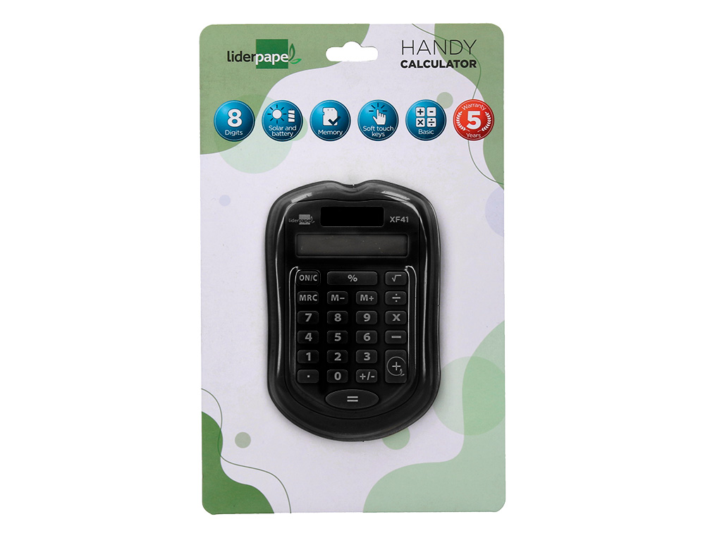 CALCULADORA LIDERPAPEL DE BOLSO XF43 8 DIGITOS SOLAR E PIHAS COR PRETO 94X59,5X10,5MM