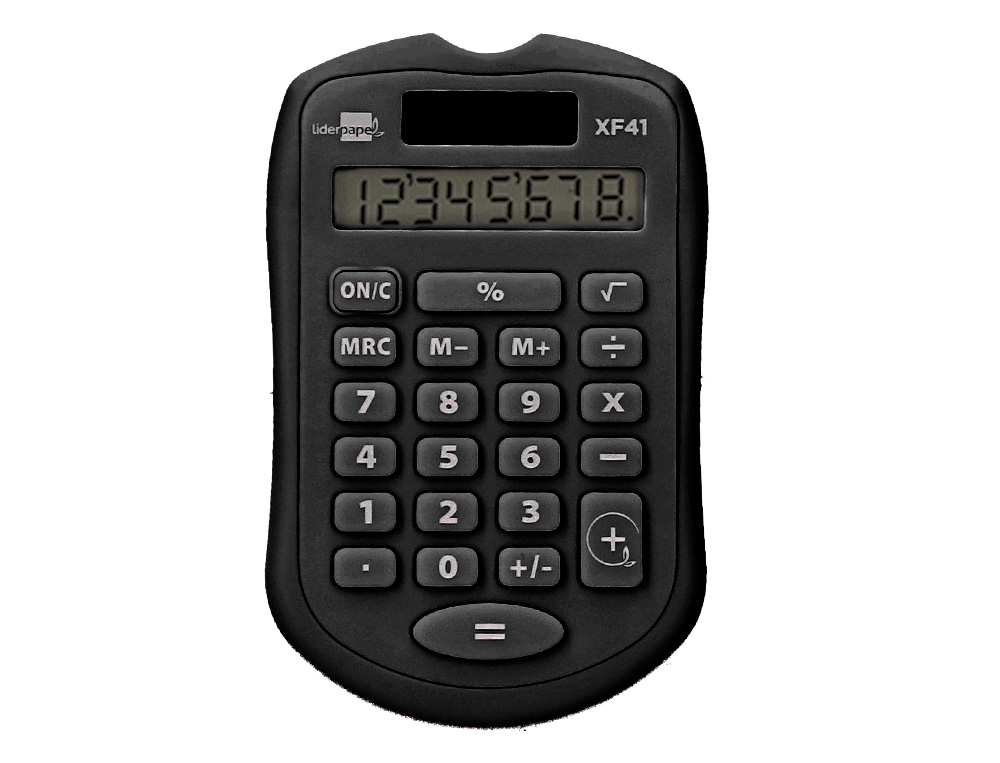CALCULADORA LIDERPAPEL DE BOLSO XF43 8 DIGITOS SOLAR E PIHAS COR PRETO 94X59,5X10,5MM