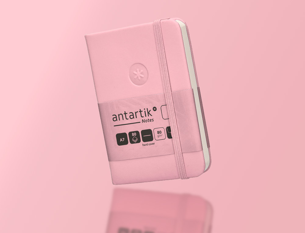 CADERNO COM ELASTICO ANTARTIK NOTES CAPA DURA A7 LISO ROSA PASTEL 80 FOLHAS 80 GR FSC