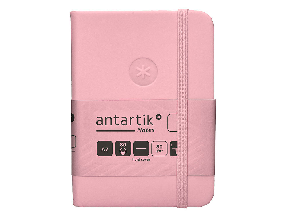 CADERNO COM ELASTICO ANTARTIK NOTES CAPA DURA A7 LISO ROSA PASTEL 80 FOLHAS 80 GR FSC