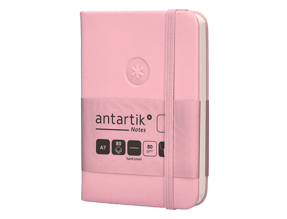 CADERNO COM ELASTICO ANTARTIK NOTES CAPA DURA A7 LISO ROSA PASTEL 80 FOLHAS 80 GR FSC