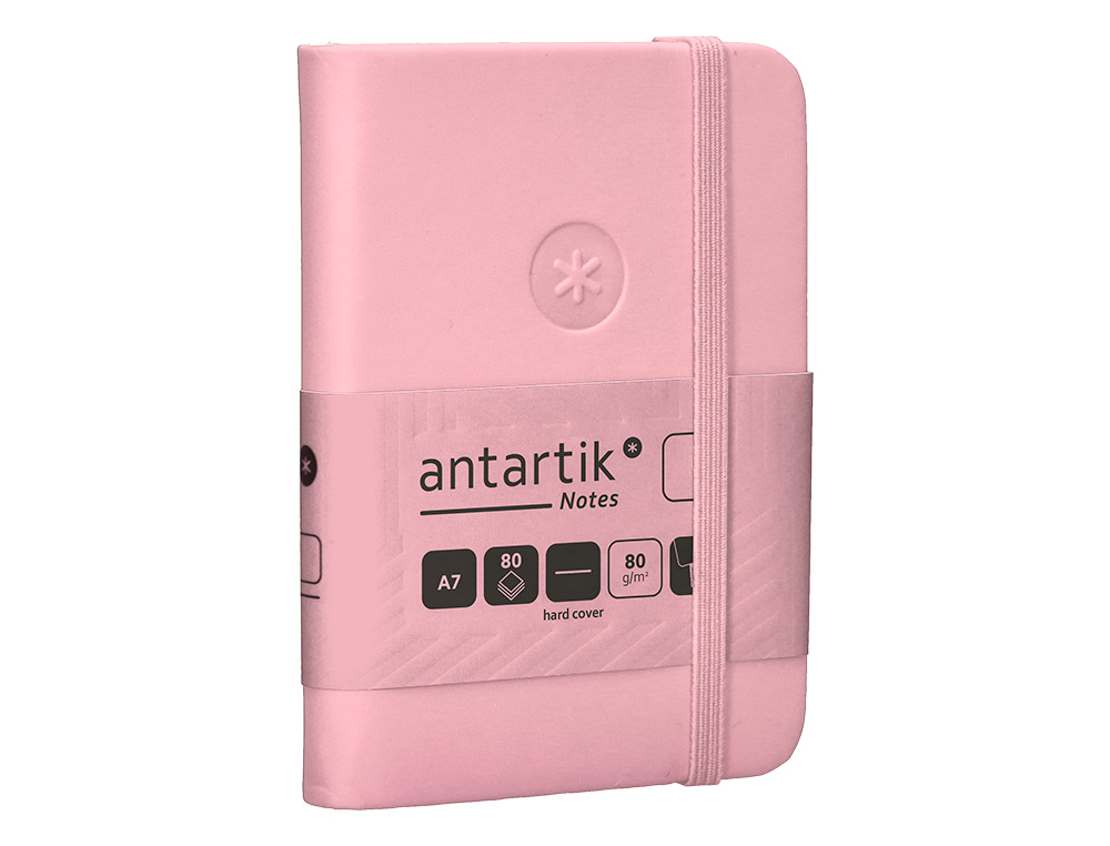 CADERNO COM ELASTICO ANTARTIK NOTES CAPA DURA A7 LISO ROSA PASTEL 80 FOLHAS 80 GR FSC