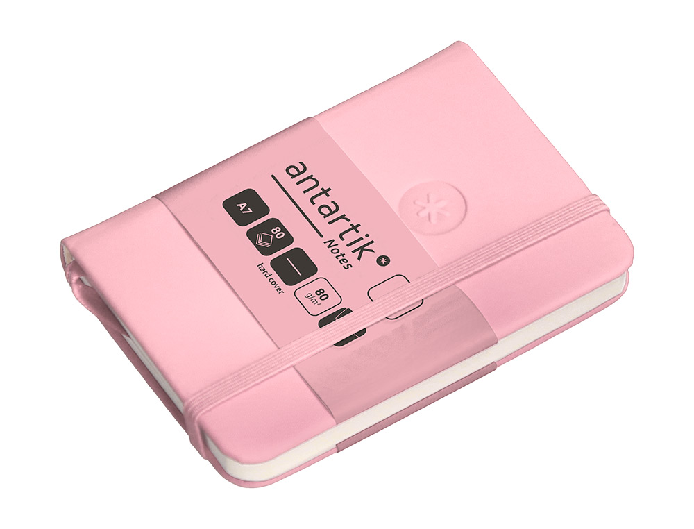 CADERNO COM ELASTICO ANTARTIK NOTES CAPA DURA A7 LISO ROSA PASTEL 80 FOLHAS 80 GR FSC