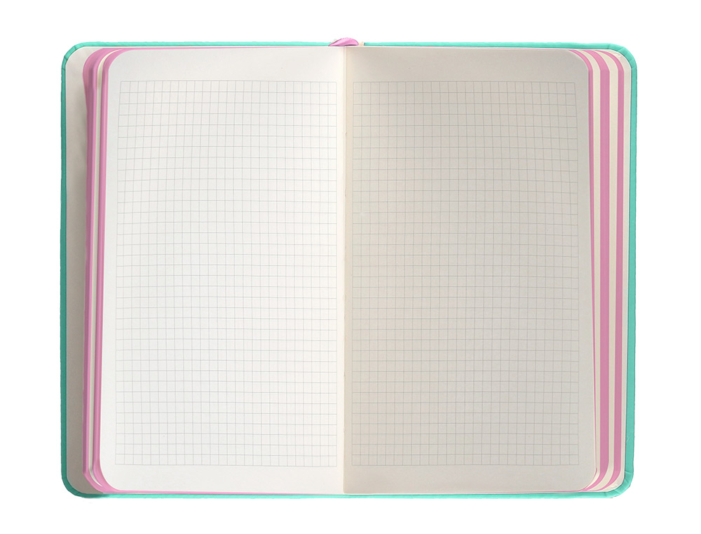 CADERNO COM ELASTICO ANTARTIK NOTES CAPA DURA A6 QUADRICULADO ROSA E TURQUESA 100 FOLHAS 80 GR FSC
