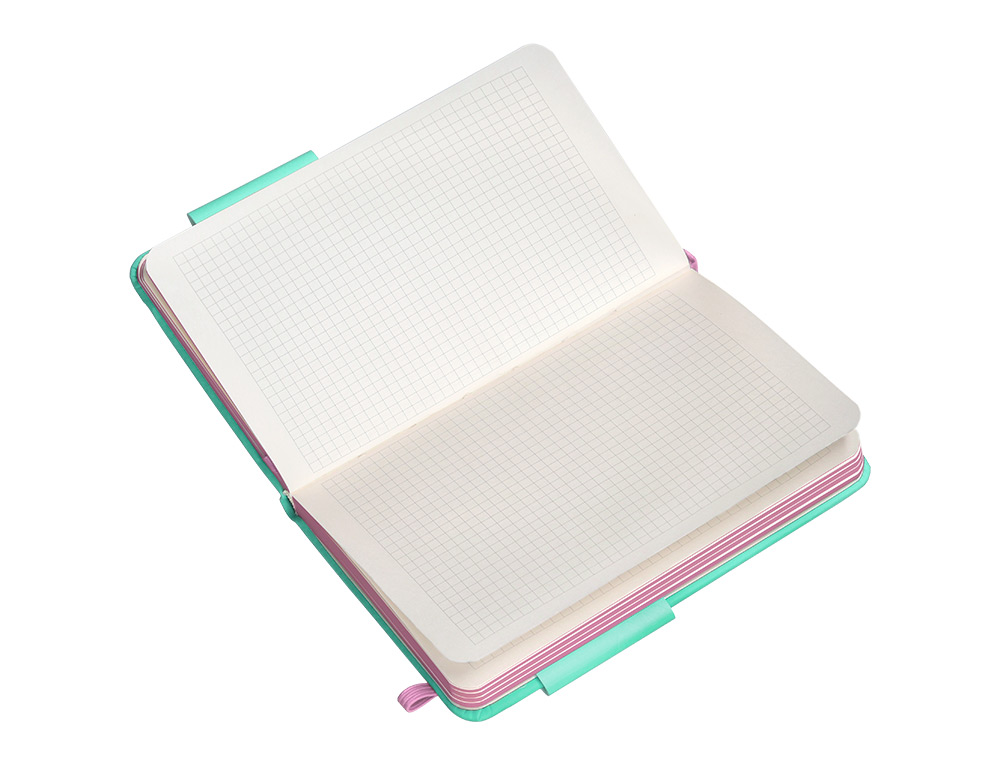 CADERNO COM ELASTICO ANTARTIK NOTES CAPA DURA A6 QUADRICULADO ROSA E TURQUESA 100 FOLHAS 80 GR FSC