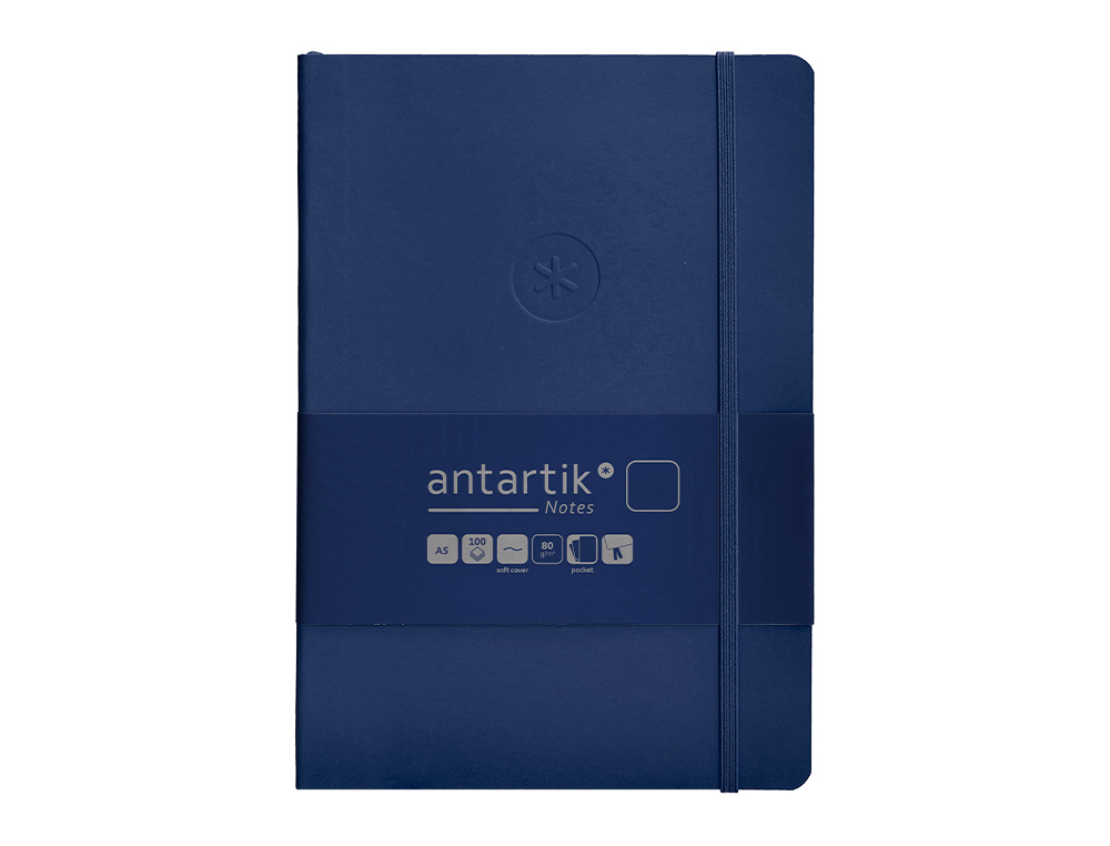 CADERNO COM ELASTICO ANTARTIK NOTES CAPA MOLE A5 LISO AZUL MARINHO 80 FOLHAS 80 GR FSC