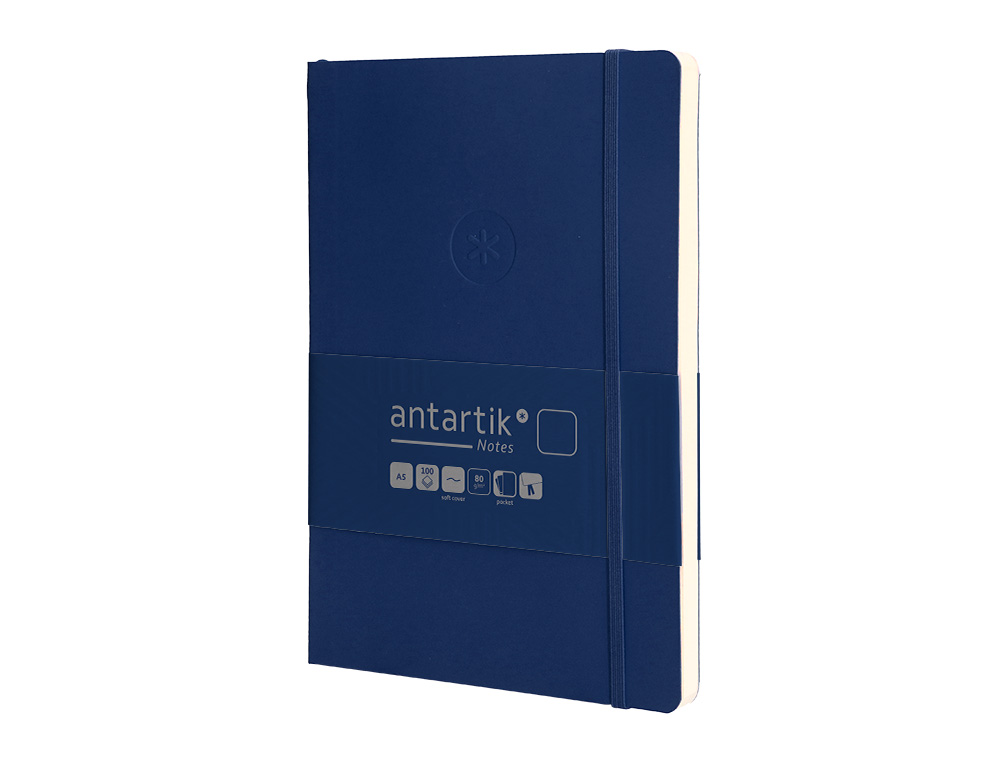 CADERNO COM ELASTICO ANTARTIK NOTES CAPA MOLE A5 LISO AZUL MARINHO 80 FOLHAS 80 GR FSC