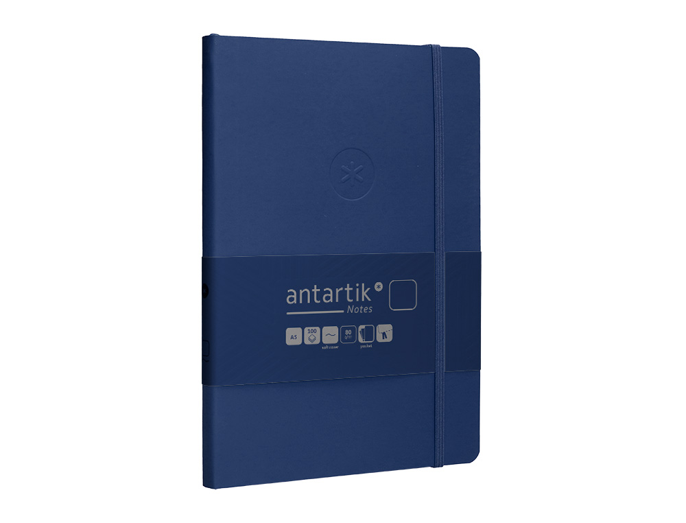 CADERNO COM ELASTICO ANTARTIK NOTES CAPA MOLE A5 LISO AZUL MARINHO 80 FOLHAS 80 GR FSC
