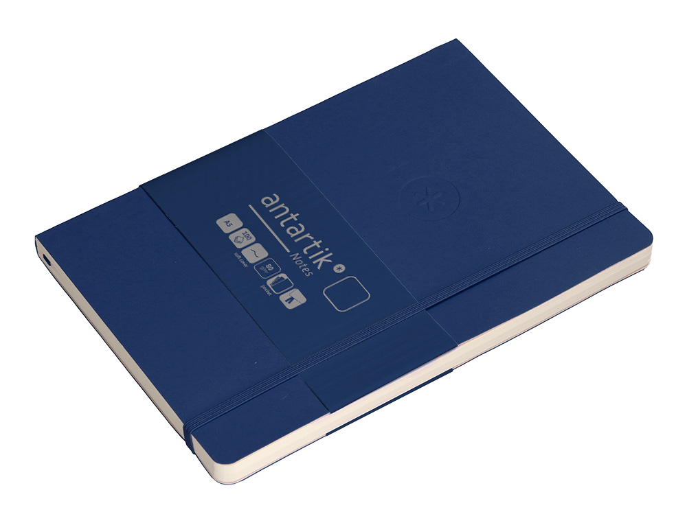 CADERNO COM ELASTICO ANTARTIK NOTES CAPA MOLE A5 LISO AZUL MARINHO 80 FOLHAS 80 GR FSC