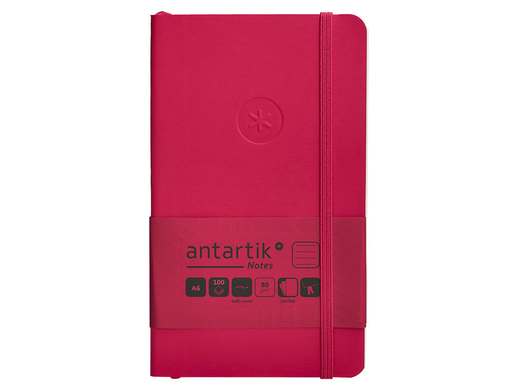 CADERNO COM ELASTICO ANTARTIK NOTES CAPA MOLE A6 PAUTADO FUCSIA 100 FOLHAS 80 GR FSC